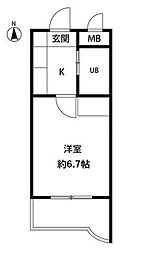 ＰＬＥＮＤＹ与野 3階1Kの間取り