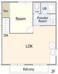 コーポ道半山　C棟 C棟 2階1LDKの間取り