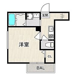レーヴポルテ大成町 1階1Kの間取り