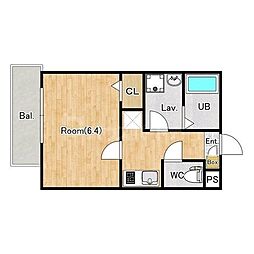 ジーメゾン岩槻西町 2階1Kの間取り