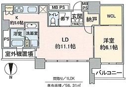 グランドミッドタワーズ大宮フォレストタワー 26階1LDKの間取り