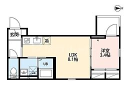 rh Nishiomiya(アールエイチ ニシオオミヤ) 1LDKの間取図画像