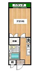 レジデンス高橋 1Kの間取図画像