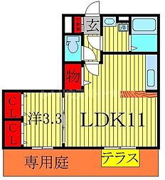 パストラル西遊馬 1LDKの間取図画像