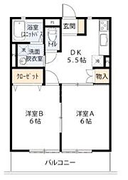 ガーデンヒルズ 2DKの間取図画像