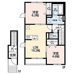 Forest-K 2LDKの間取図画像
