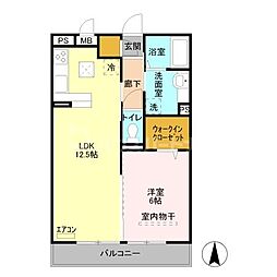 メリーコート 1LDKの間取図画像