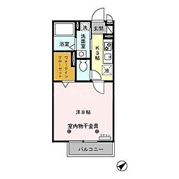 クレセール 1Kの間取図画像