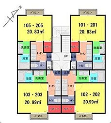 グランデ指扇 1Kの間取図画像