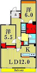 セレーノ大宮E棟 2LDKの間取図画像