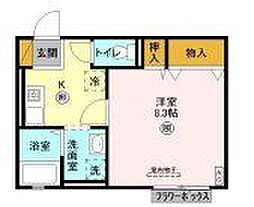 クレール2 1Kの間取図画像