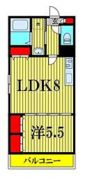 永野マンション3 1LDKの間取図画像