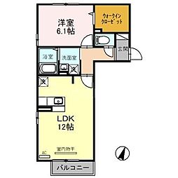 ステラウエスト2 1LDKの間取図画像