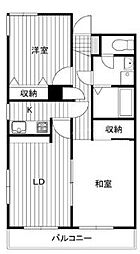 奈良町ハイツ 2DKの間取図画像