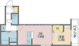 King&Princess1番館 1DKの間取図画像