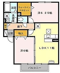 サンライズ 2LDKの間取図画像