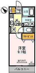 コリーヌヴェール上小 1Kの間取図画像