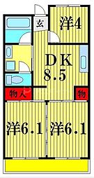 丸新ハイツ 3DKの間取図画像