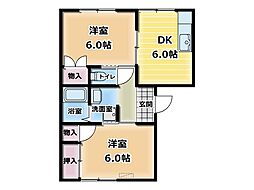 フレグランス 2階2Kの間取り