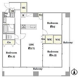 サンハイツ亀戸 3LDKの間取図画像
