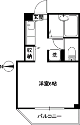 ドゥ・ファミーユ 1階ワンルームの間取り