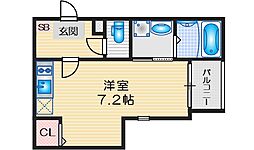 グレイス千里丘 1階ワンルームの間取り