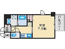 LaDouceur江坂II 3階1Kの間取り