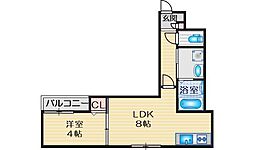 ＡＬＥＧＲＩＡ豊津 3階1LDKの間取り