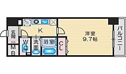 ソレイユ吹田 7階1Kの間取り