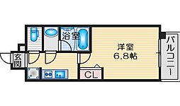 プレサンス江坂クォーレ 2階1Kの間取り