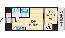 サンレムート江坂1st 4階1DKの間取り