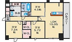 カルム小西V 2階3LDKの間取り