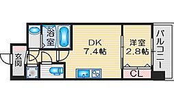 セレニテ江坂ミラク 8階1DKの間取り