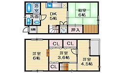 クレスト関大前 1階4DKの間取り