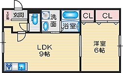 寿マンション 1階ワンルームの間取り