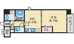 ヴィレッジ蔵人 5階1DKの間取り