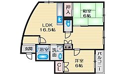 第20千里ハイツ 2LDKの間取図画像