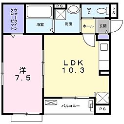 グレイス 3階1LDKの間取り