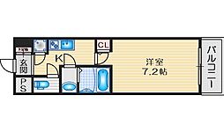 スペーシア江坂広芝町 8階1Kの間取り