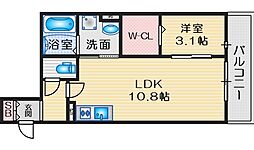 アースフィールドII 1階1LDKの間取り
