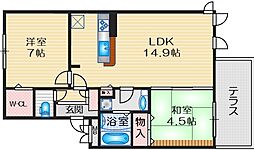 La Luce千里 1階2LDKの間取り