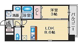 エスリード江坂アンムート 5階1LDKの間取り