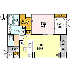 Auvergne Seybe 102 1階1LDKの間取り