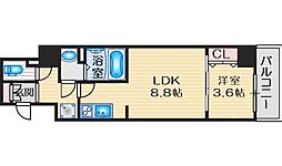ArtizA緑地公園 5階1LDKの間取り
