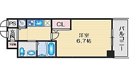 エスリード江坂江の木町 6階1Kの間取り