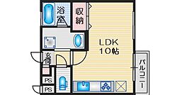 ユリ乃ヒルズ 2階ワンルームの間取り