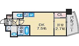 プレサンス江坂ベルフィーヌ 3階1DKの間取り
