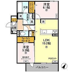 D-residence大島町 2階2LDKの間取り