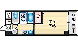 アヴァンセクール江坂 2階1Kの間取り