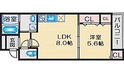 フジパレス豊中岡町ノース 1LDKの間取図画像